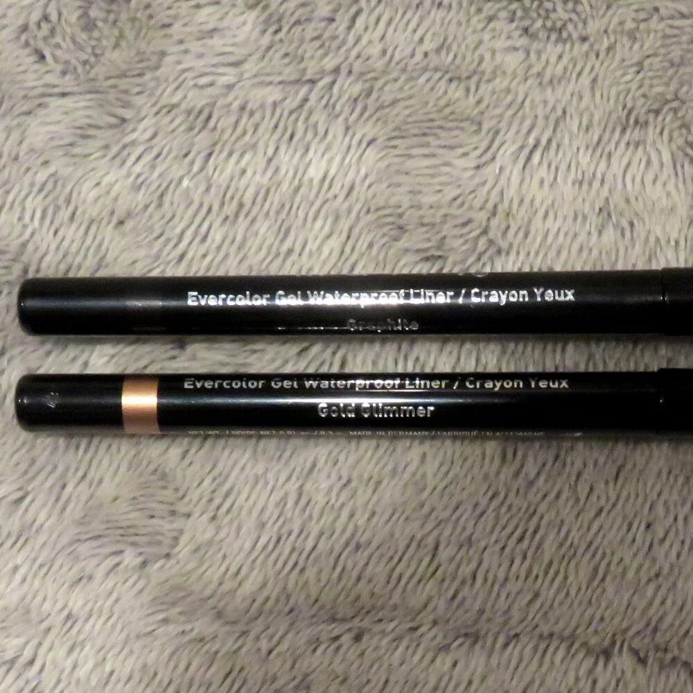 New NWOB Lot 2 Mally Evercolor Gel Waterproof Liners Graphite & Gold Glimmer